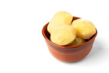 Boiled potatoes isolated on white background. 