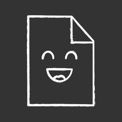 Smiling file character chalk icon