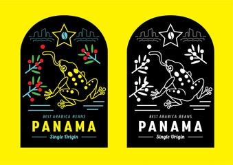Panama coffee label with frog