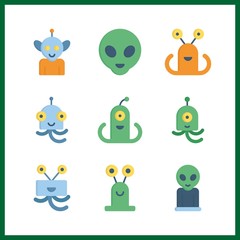 Obraz premium 9 ufo icon. Vector illustration ufo set. alien icons for ufo works