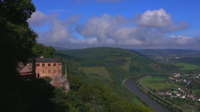 Hermitage with Funerary Chapel for John of Bohemia near Kastel-Staadt with view across Saar Valley near Serrig, Rhineland-Palatinate, Germany, Europe