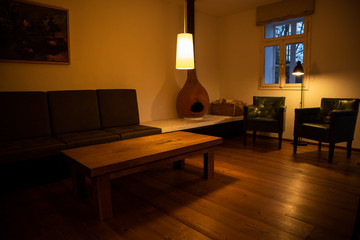 cottage on land with cozy interior, design interior