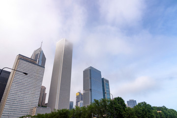 Skyscrapers in the fog, Chicago