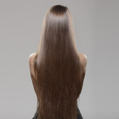 woman with long dark straight hair