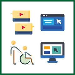 4 smiling icon. Vector illustration smiling set. disabled and speech bubbles icons for smiling works