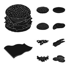 Vector illustration of burger and sandwich symbol. Set of burger and slice stock vector illustration.