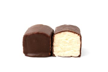 Glazed cheese bar isolated on white background.