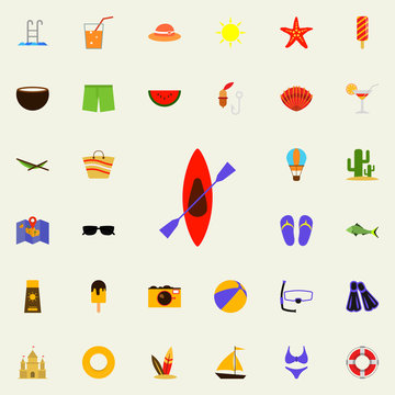 kayak flat icon. colored Summer icons universal set for web and mobile