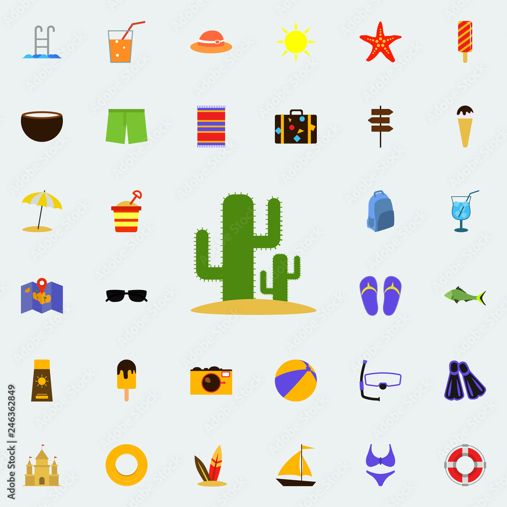 Poster cacti flat icon. colored summer icons universal set for web and mobile