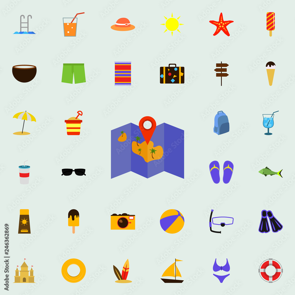 Poster treasure map flat icon. colored summer icons universal set for web and mobile