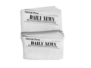 empty newspaper in stack 3d render on white no shadow