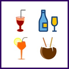 4 alcoholic icon. Vector illustration alcoholic set. wine and cocktail icons for alcoholic works