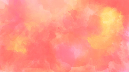 Abstract watercolor background in red and yellow color. Brush stroke illustration
