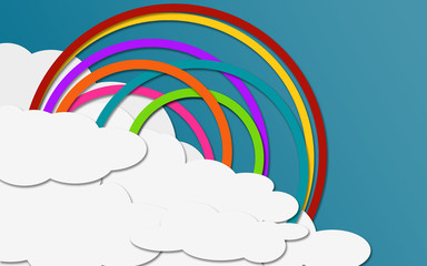Rainbow on the sky in paper craft style