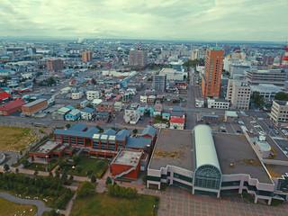 釧路市街地の上空