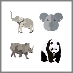 4 zoo icon. Vector illustration zoo set. elephant and rhino icons for zoo works