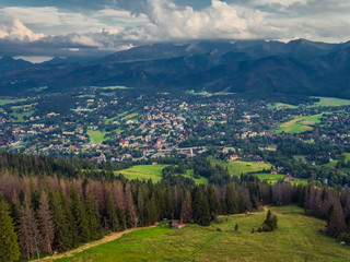 Zakopane Panorama miasta z Gubałówki Tatry