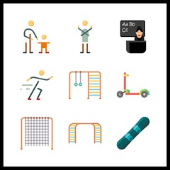 9 active icon. Vector illustration active set. jungle gym and net climbers icons for active works