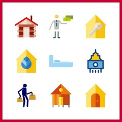9 estate icon. Vector illustration estate set. real estate and bunk icons for estate works