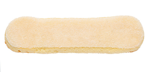 Traditional Italian Savoiardi ladyfingers Biscuits on White Background