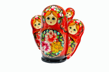 Russian nesting dolls on a white background