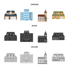 Fototapeta premium Vector design of building and front icon. Set of building and roof stock symbol for web.