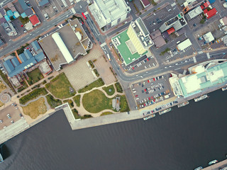 釧路港の港湾付近の空撮