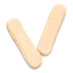 Traditional Italian Savoiardi ladyfingers Biscuits on White Background