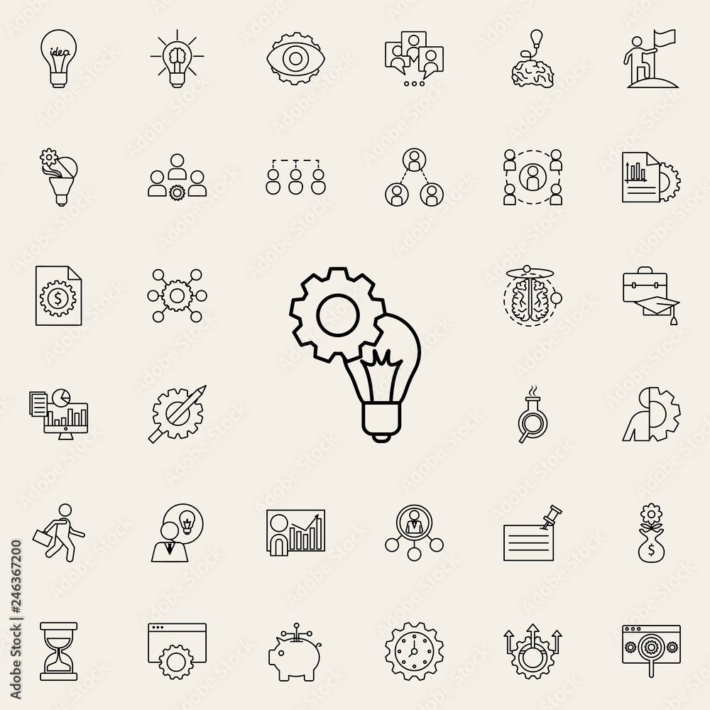 Poster mechanism of idea icon. startup icons universal set for web and mobile