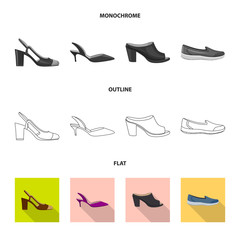 Fototapeta na wymiar Vector design of footwear and woman icon. Collection of footwear and foot vector icon for stock.