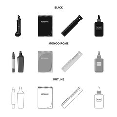 Vector design of office and supply symbol. Collection of office and school stock symbol for web.