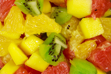 Close-up of the fresh tasty fruit salad