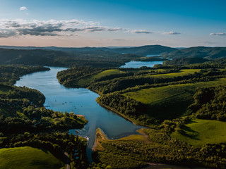 Fototapeta na wymiar Jezioro Solińskie Bieszczady Panorama