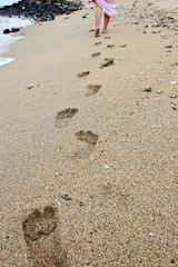 Footprints on the sandy beach