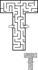 Alphabet  learning fun and educational activity for kids - letter T maze game. Answer included.
