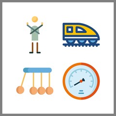 4 movement icon. Vector illustration movement set. newtons cradle and velocity icons for movement works