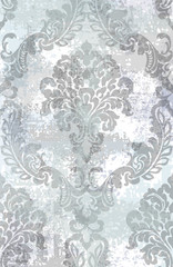 Rococo texture pattern Vector. Floral ornament decoration old effect. Victorian engraved retro design. Vintage fabric decors. Gray colors