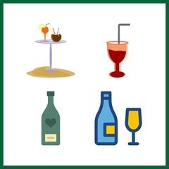 4 alcoholic icon. Vector illustration alcoholic set. wine and cocktail icons for alcoholic works