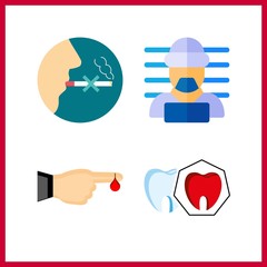 4 bad icon. Vector illustration bad set. no smoking and finger harm icons for bad works