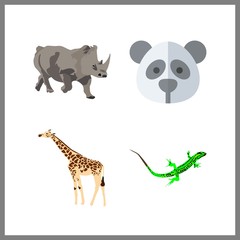 4 zoo icon. Vector illustration zoo set. panda and giraffe icons for zoo works