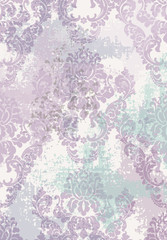 Rococo texture pattern Vector. Floral ornament decoration old effect. Victorian engraved retro design. Vintage fabric decors. Lavender colors