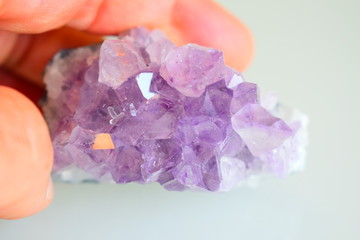 an amethyst mineral harvested and analyzed in the laboratory