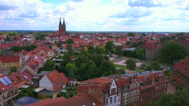 Aerial view of the old town of Stendal, Altmark, Saxony-Anhalt, Germany