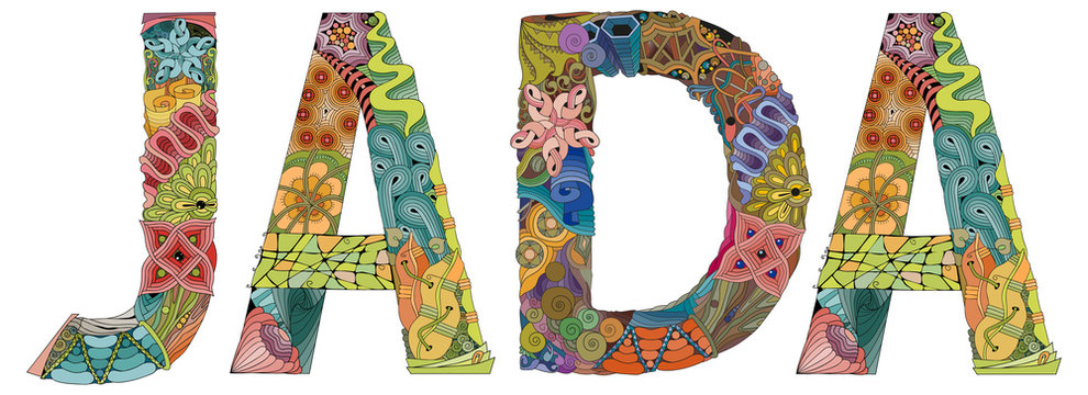 Female name JADA. Vector decorative zentangle object