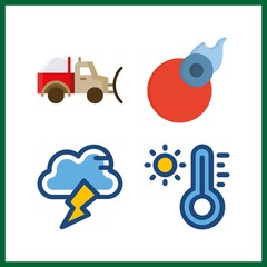 4 climate icon. Vector illustration climate set. thermometer and storm icons for climate works
