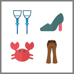 4 leg icon. Vector illustration leg set. crab and pants icons for leg works
