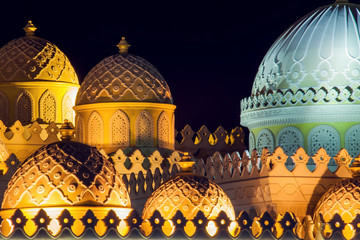 Domes of mosque in Hurhgada. Architecture and religion concept