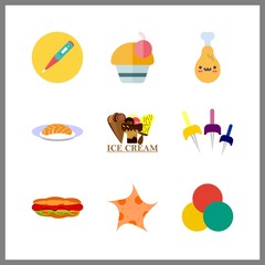 9 closeup icon. Vector illustration closeup set. hot dog and knob icons for closeup works