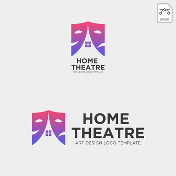 home theater mask actor logo template vector icon element
