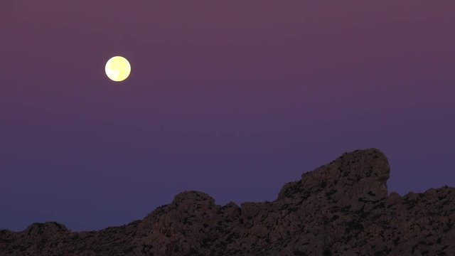 Full moon over Tramuntana Mountains, Pollenca, Majorca, Balearic Islands, Spain, Mediterranean, Europe